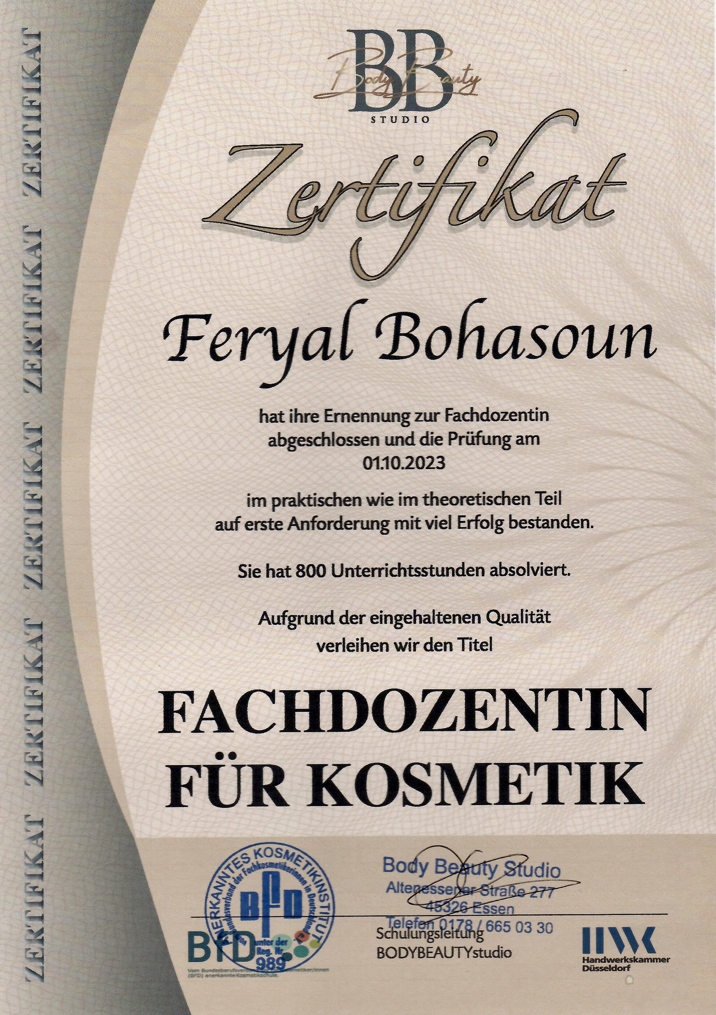fachdozentin kosmetik